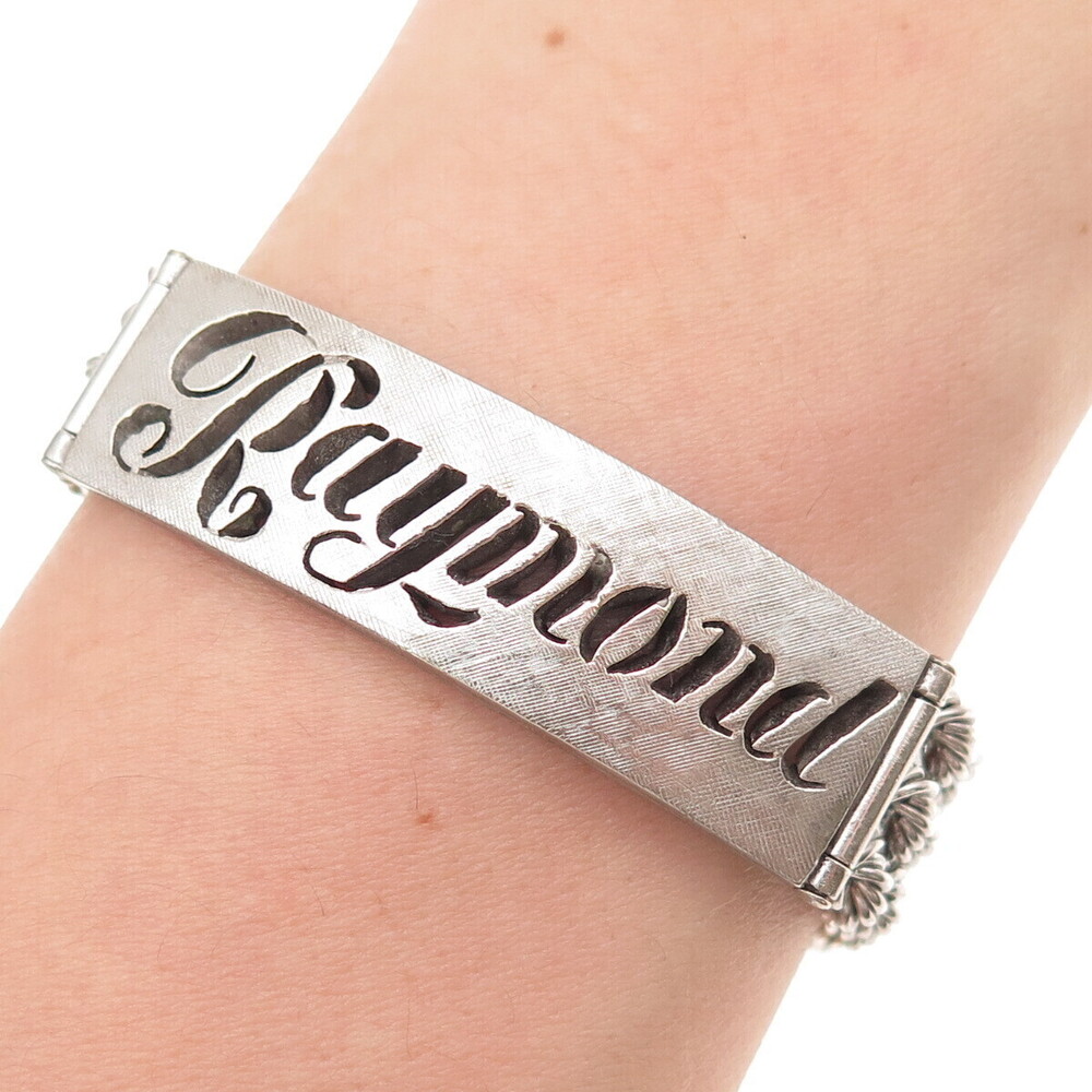Rhythm 925 Sterling Silver Vintage Raymond Twisted Rope Link ID Bracelet 7.25"